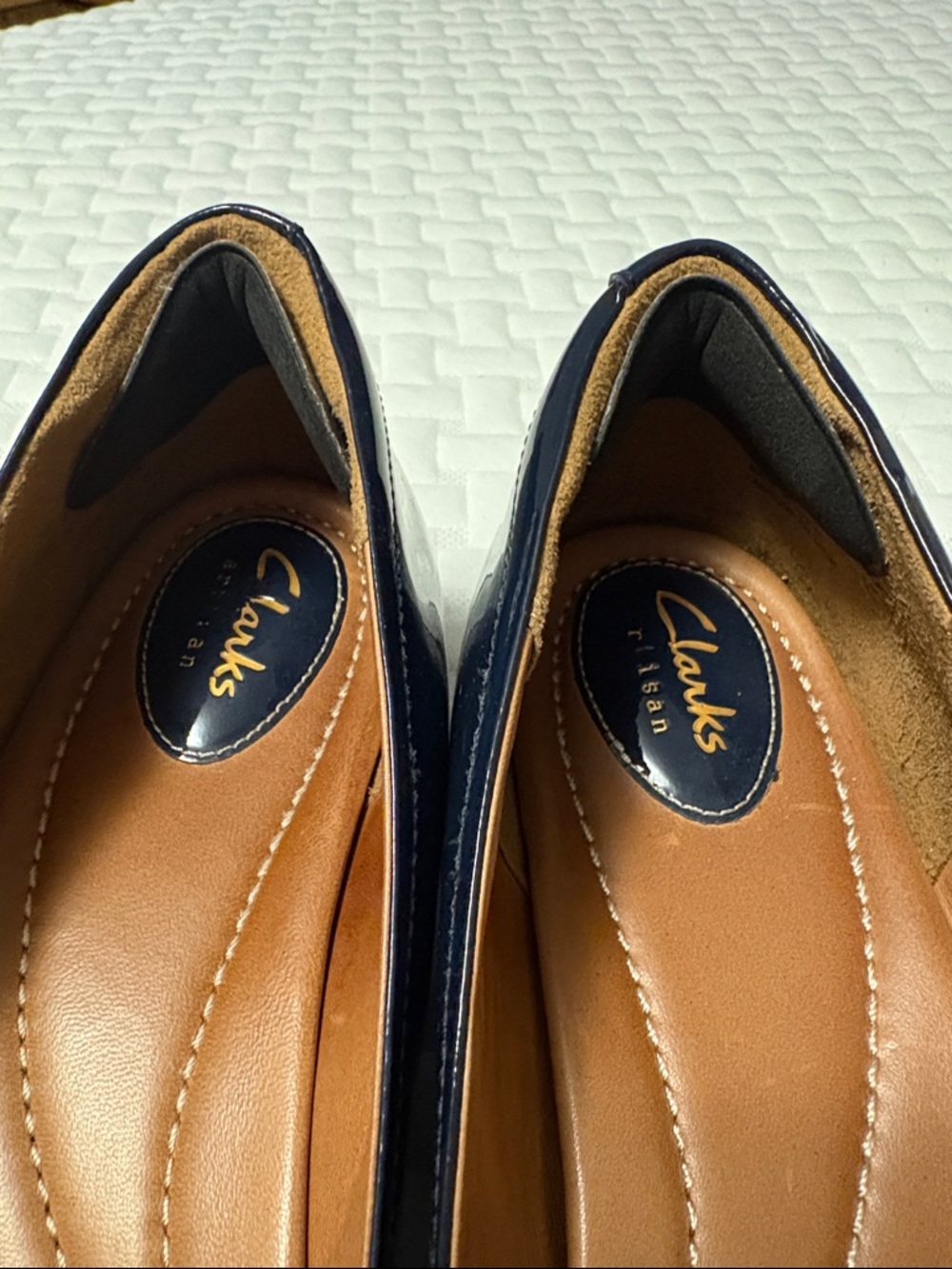 Clarks Women's Navy Patent Flats with Buckle | Size 11 - Picture 7 of 8